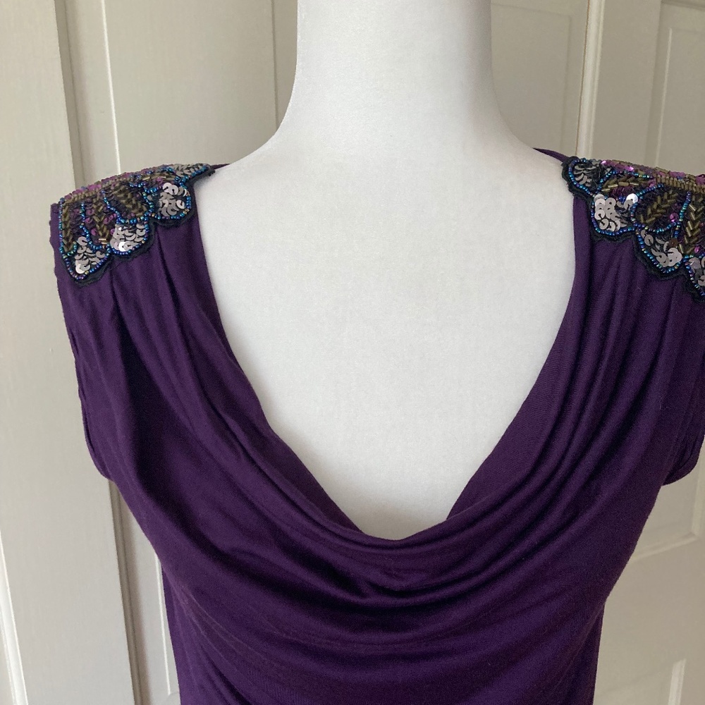 twenty-one Sleeveless Cowl Neck  Knit Top w Embellished Shoulders SIZE S/P